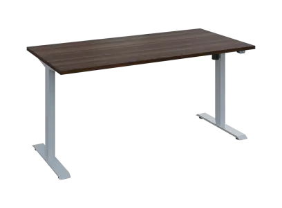 Flexi 28-16 výškově nastavitelný stůl, kovová podnož stříbrná, deska 25 mm, široký 1600 mm, ořech královský